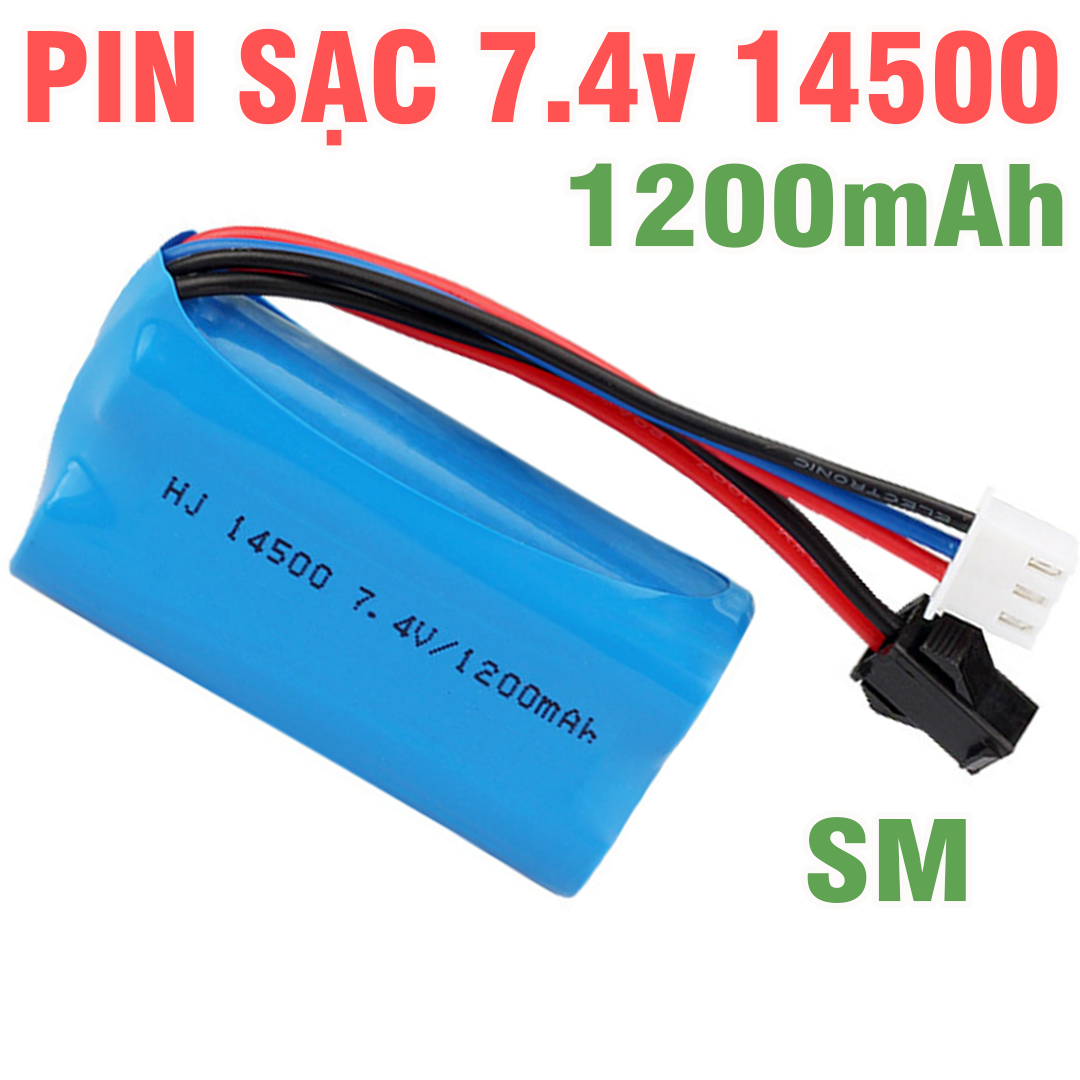 Pin sạc 2s 14500 7.4v 1200mah cổng nối sm và xh-3p dùng cho xe mô hình điều khiển từ xa đồ chơi trẻ em