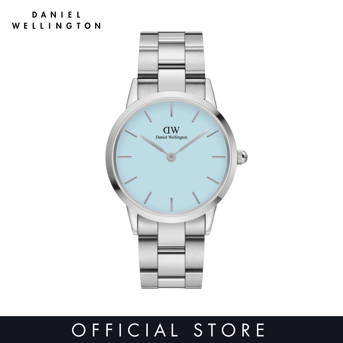 Daniel Wellington Iconic Link Silver Watch - 36mm Stainless Steel, Unisex Design With Black Dial