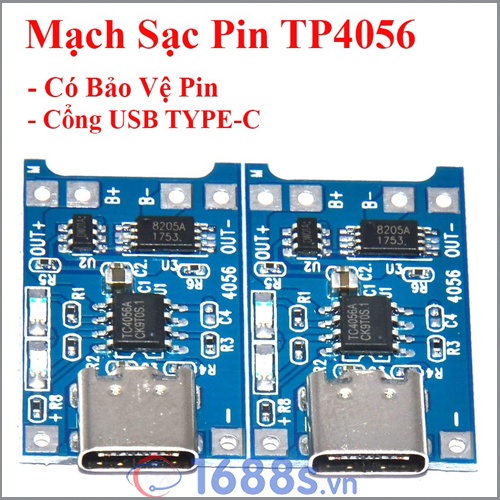 Mạch Sạc Pin TP4056 cổng USB micro B / Type C (Có / Không IC bảo Vệ ) - 1688s.vn