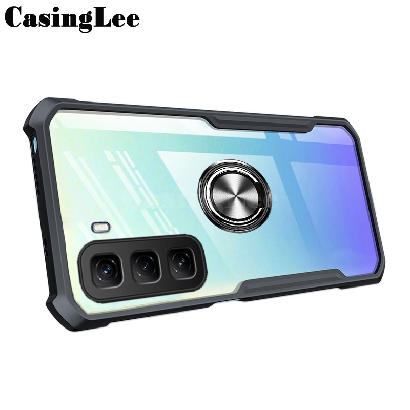 For infinix Hot 50 Pro Plus Case Hard Clear Transparent Shockproof Armor Car Adsorb Holder Ring For infinix Hot 50 Pro + Back cover Phone Cases.