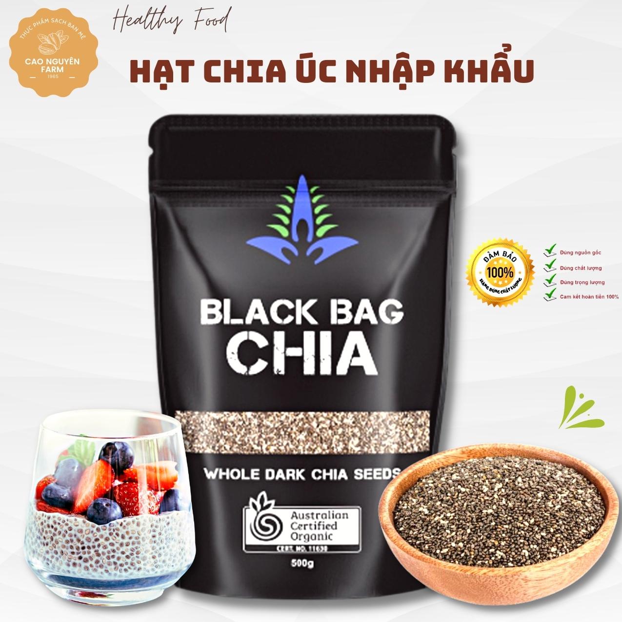 Hạt Chia Úc Black Bag Healthy 500g dùng ăn kiêng, giảm cân, ăn chay eatclean, tốt cho bà bầu, người bị tiểu đường, Absolute Organic, ăn Healthy - Cao Nguyên Farm thumbnail