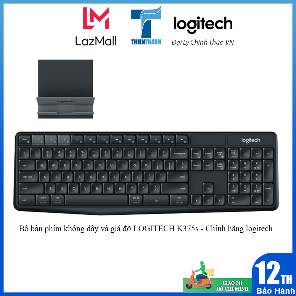 Bộ bàn phím không dây và giá đỡ LOGITECH K375s
