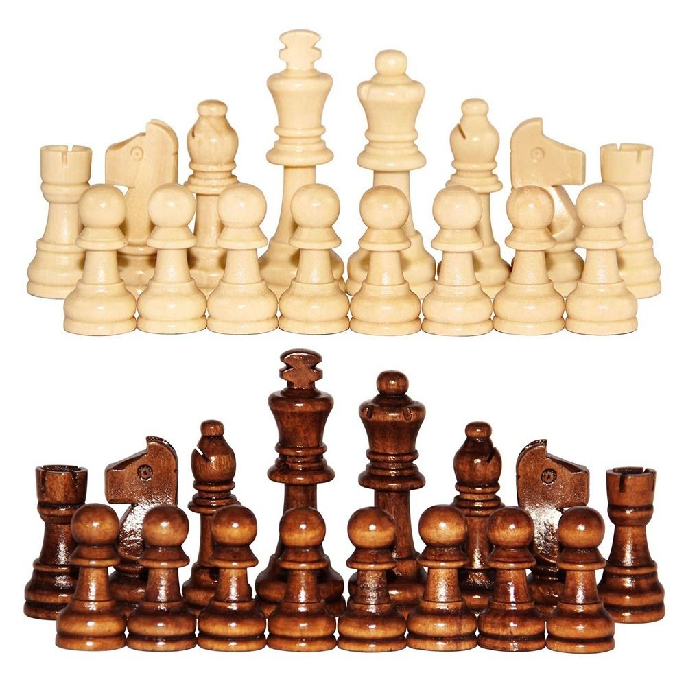 32PCS Staunton 2.2 in Wooden Chess International Wooden Word Chess Set Standard Delicate Chess Game Standard Tournamen. 