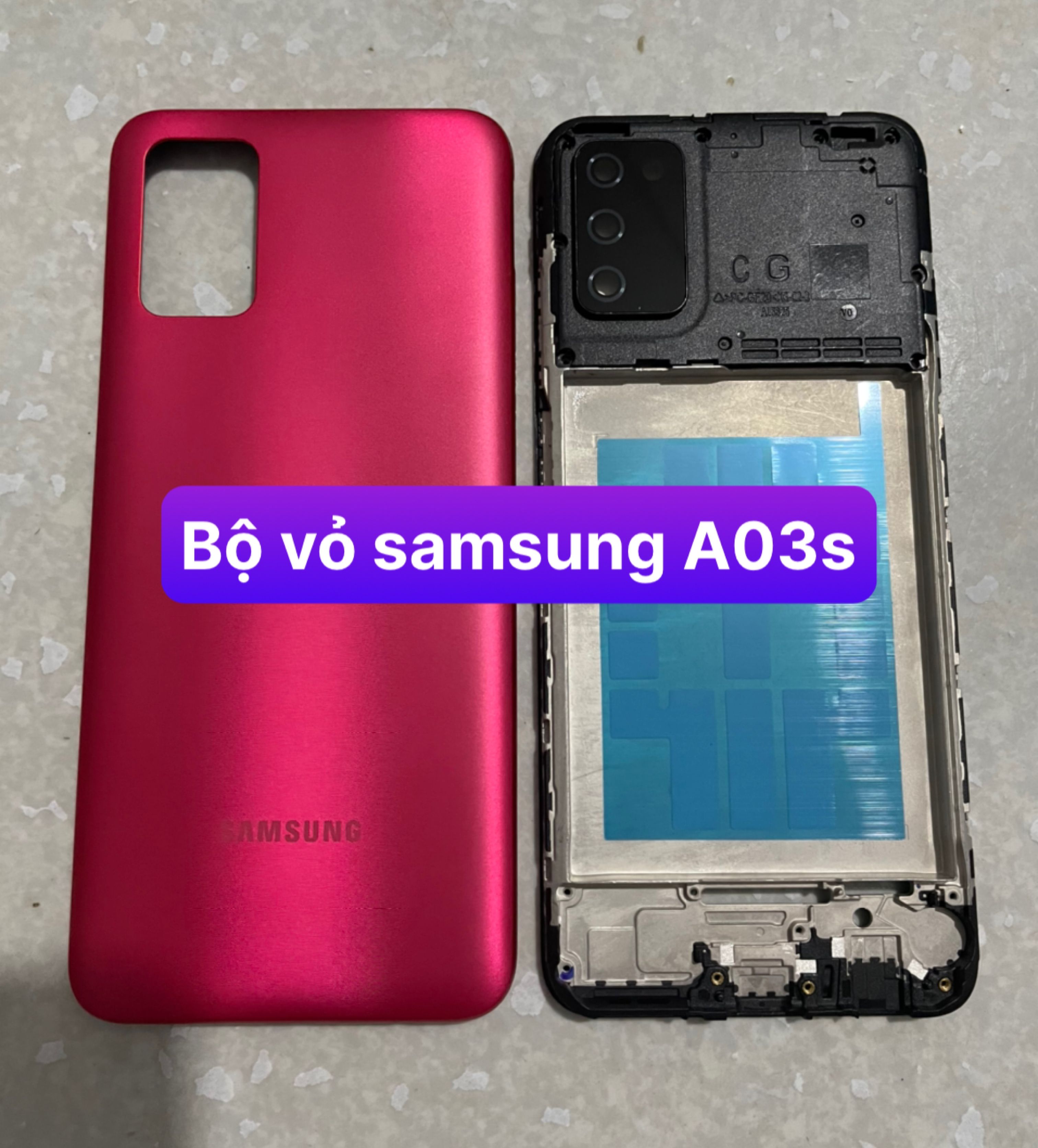 bộ xương vỏ zin samsung A03s (kèm khay sim)