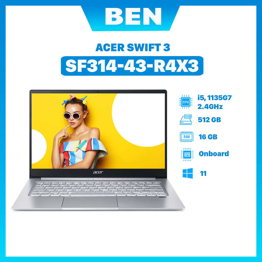 Laptop Acer Swift 3 SF314-43-R4X3 (NX.AB1SV.004)/ Bạc/ AMD Ryzen 5-5500U – Hàng chính hãng
