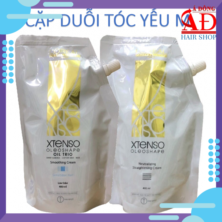 Cặp thuốc duỗi tóc L'oreal X-tenso Oleoshape cao cấp chính hãng 400ml*2