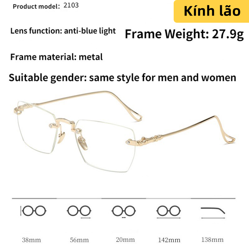 Kính Viễn Thị Kính lão - đọc báo cho người Trung Niên Kính làng không gọng có độ phân giải cao sắc nét rõ chữ kiểu dáng thanh lịch đẹp mã Y2103 - kheshop