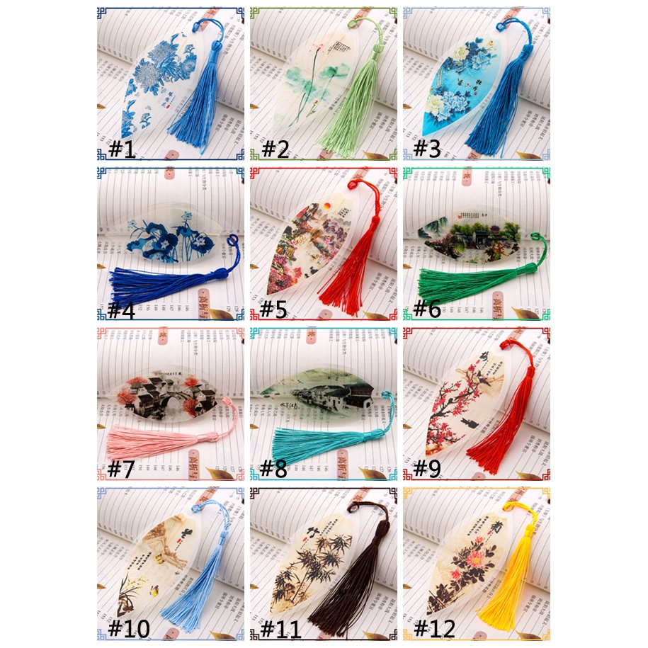 Hỗn hợp mô hình lá hình dạng phong cách Trung Quốc Bookmark với tua tự làm hoài cổ Bookmark
