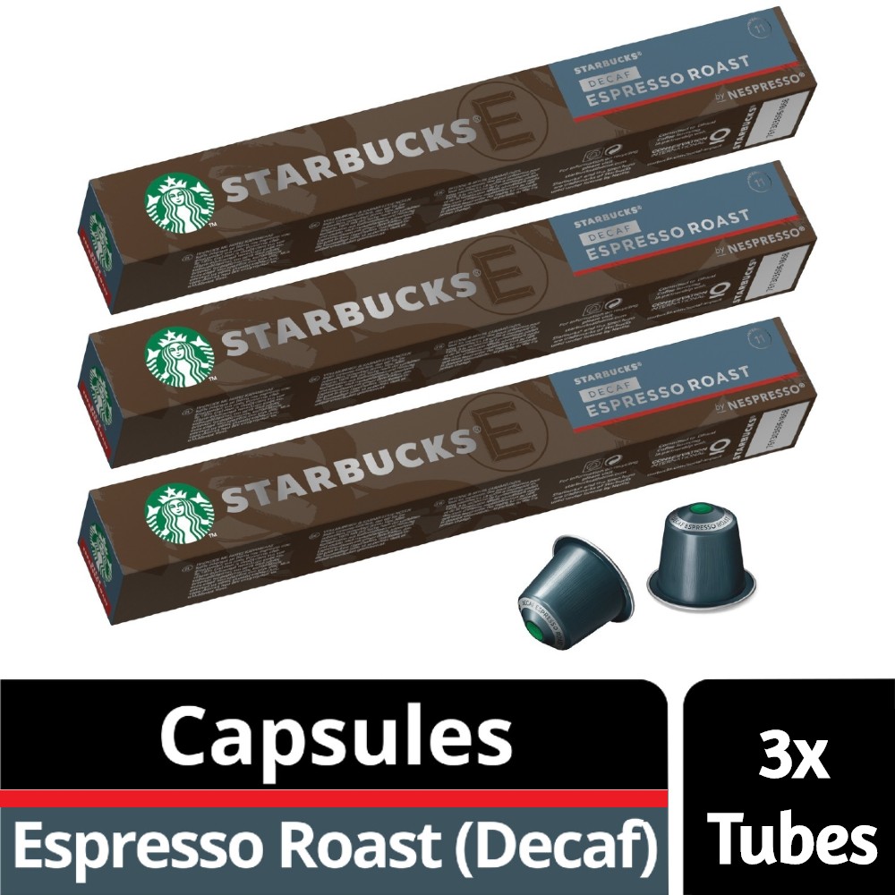 Starbucks Nespresso Coffee Capsules - Decaf Espresso Roast 3 Sleeves (30 pcs)