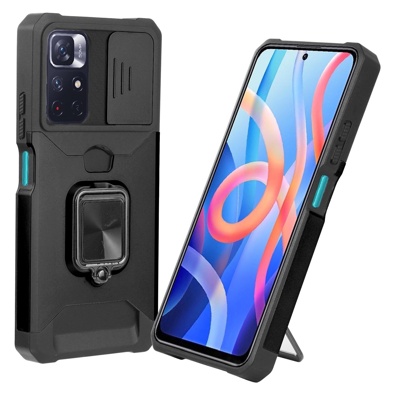 For xiaomi redmi note 11 5g china / poco m4 pro 5g sliding camera cover design pc + tpu shockproof phone case