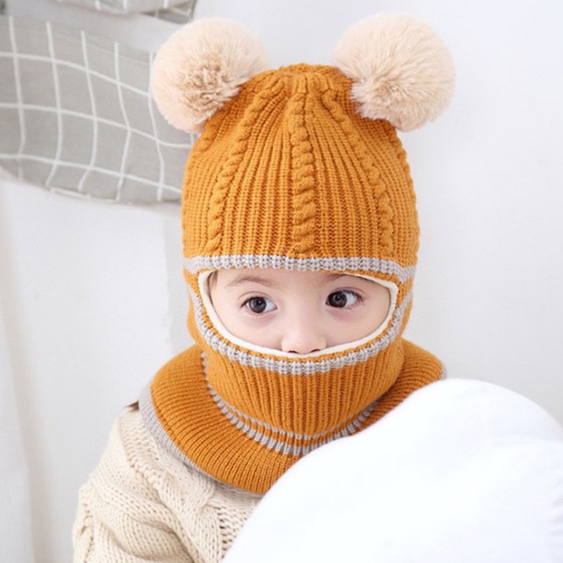 Mũ NiZa Mũ Len Chùm Kín Mặt Cổ Cho Bé Siêu Ấm