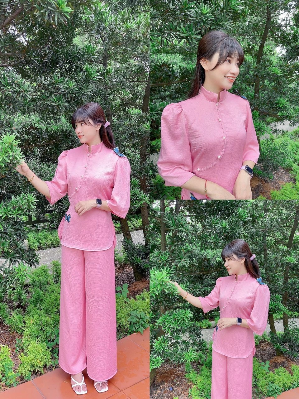 Đồ lam đi chùa #mẫu thêu bướm# quần áo nữ
