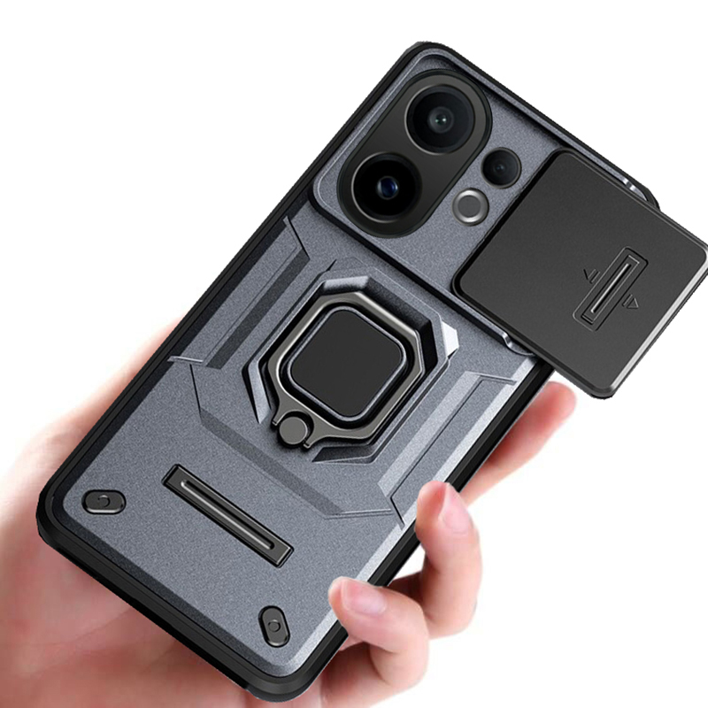 For OPPO K13 Turbo Phone Case Camera Lens Protector Shockproof Armor Iron Metal Car Ring Kickstand Bracket Casing for OPPO K13 Turbo Pro Cover Casing HP