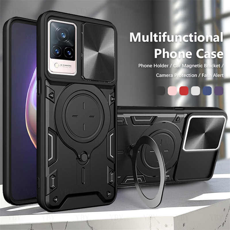 Shockproof armor phone case for vivo v21 holder casing camera protection sliding hard back cover new design v2066 v2108 v2050