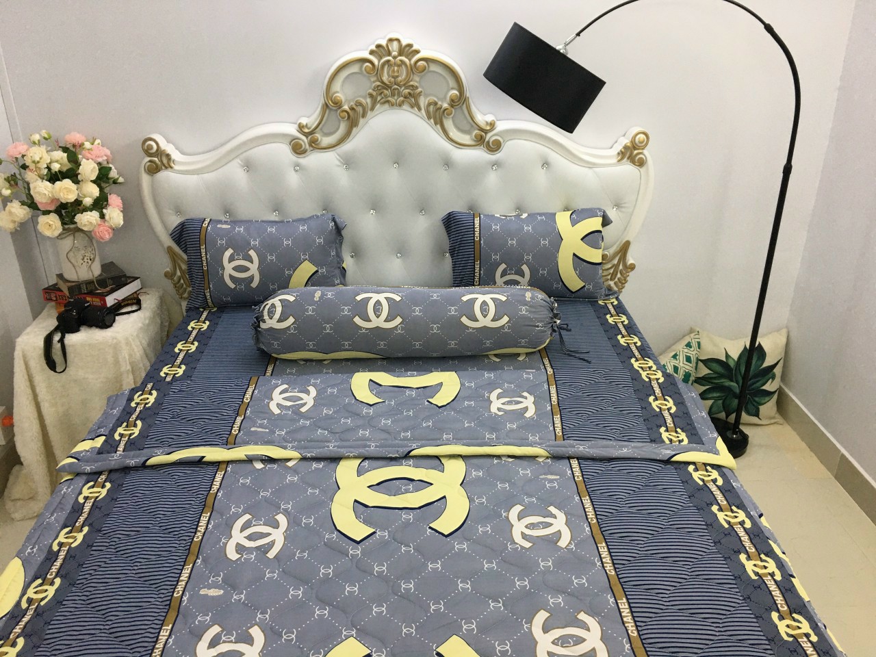 [HCM]Bộ drap thun Hàn Quốc loại 1 có mền 5 món ( 1 drap + 1 chăn chần bông + 3 áo gối) đủ size