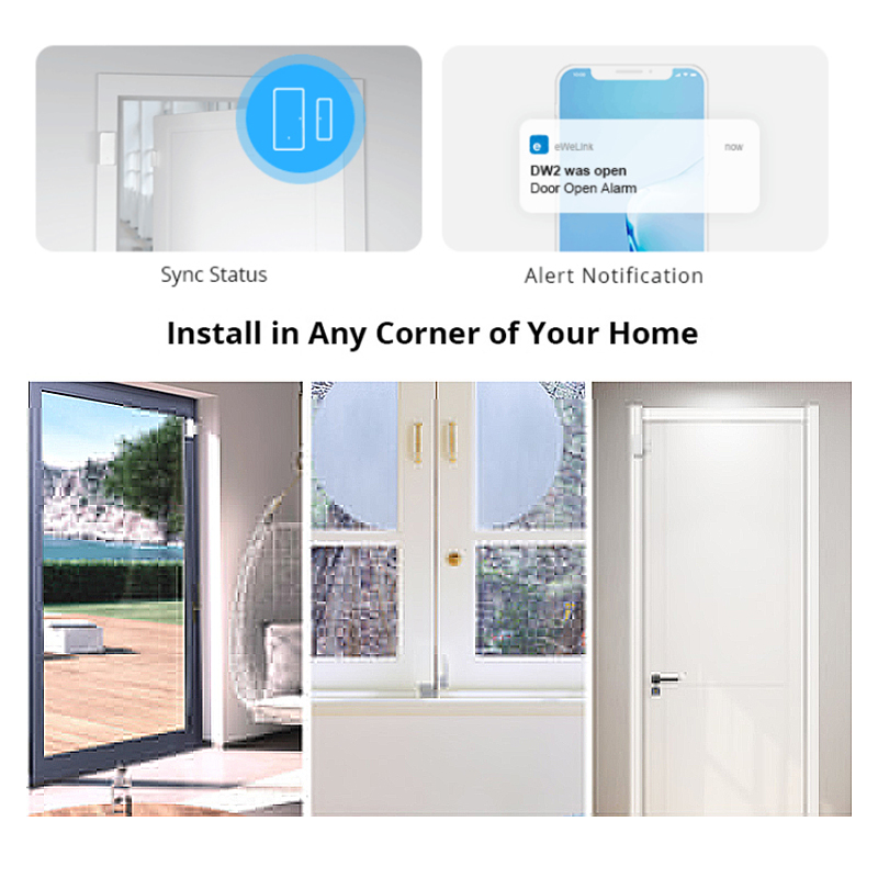 SONOFF Cảm Biến Cửa WiFi DW2 SONOFF DW2-Cảm Biến Cửa/Cửa Sổ Không Dây WiFi Tương Thích Với Cảm Biến Cửa Và Cửa Sổ Không Dây EWeLink SONOFF DW2