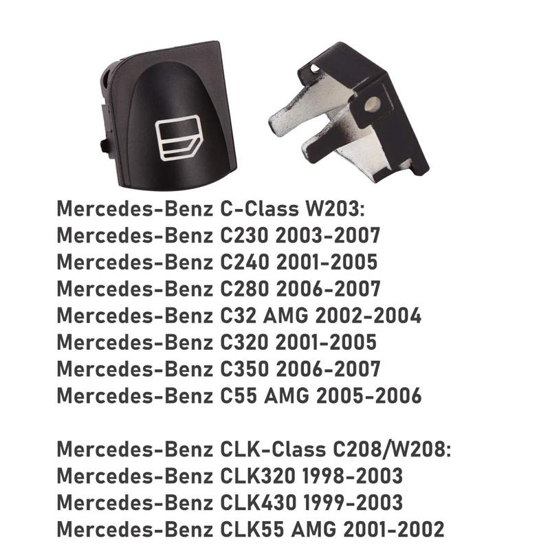 Window switch button covers for Mercedes Benz W203 W208 C CLK Class front left + right window switch button repair caps