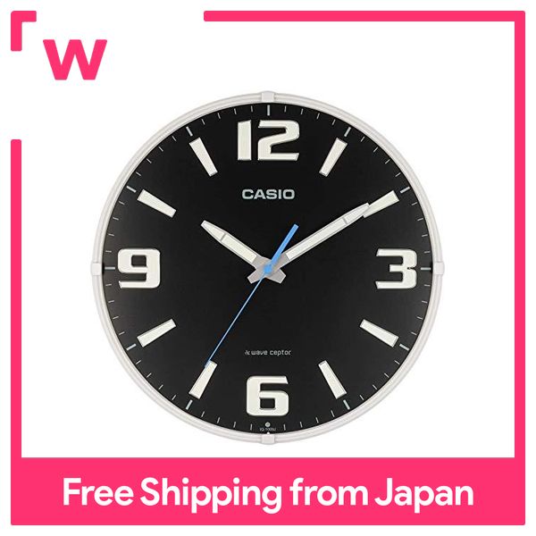 CASIO wall clock radio wave black diameter 30.8cm analog phosphorescent