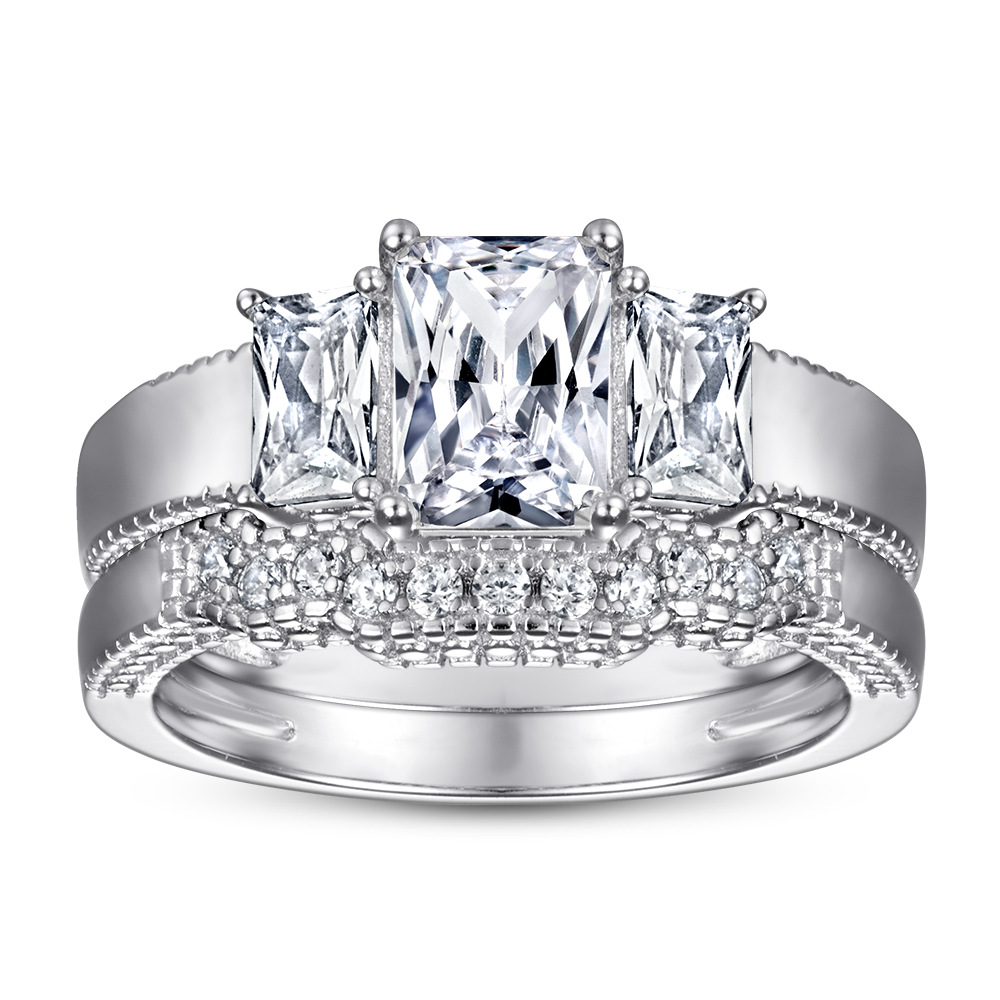 【Unlimited repurchase】925 Couple Set Ring Fashion Zircon suit Ring ...