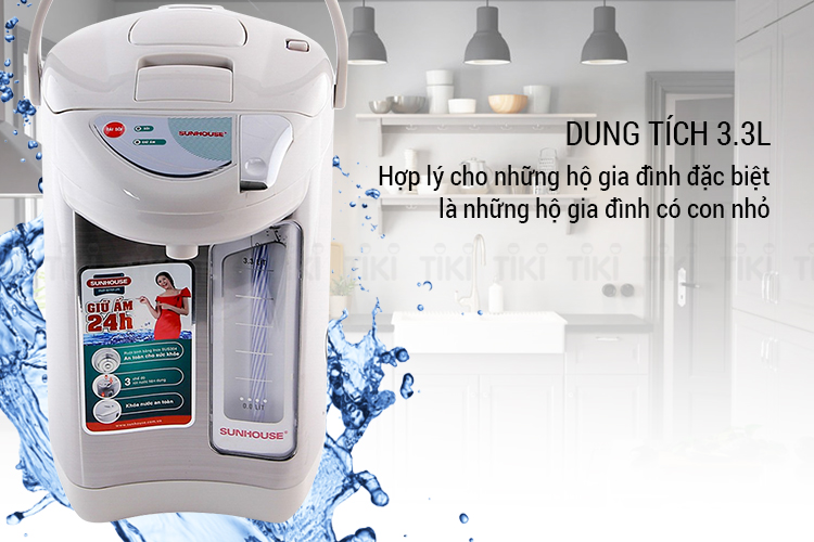 ( GIẢM GIÁ CỰC KHỦNG ) BÌNH THỦY ĐIỆN 3.5 L SUNHOUSE SH1533 ruột bình nox304 cao cấp đảm bảo về độ an toàn, SIÊU TIẾT KIỆM ĐIỆN khả năng chống gỉ, bám cặn,an toàn cho người sử dụng,,BH 12 tháng lỗi 1 đổi 1