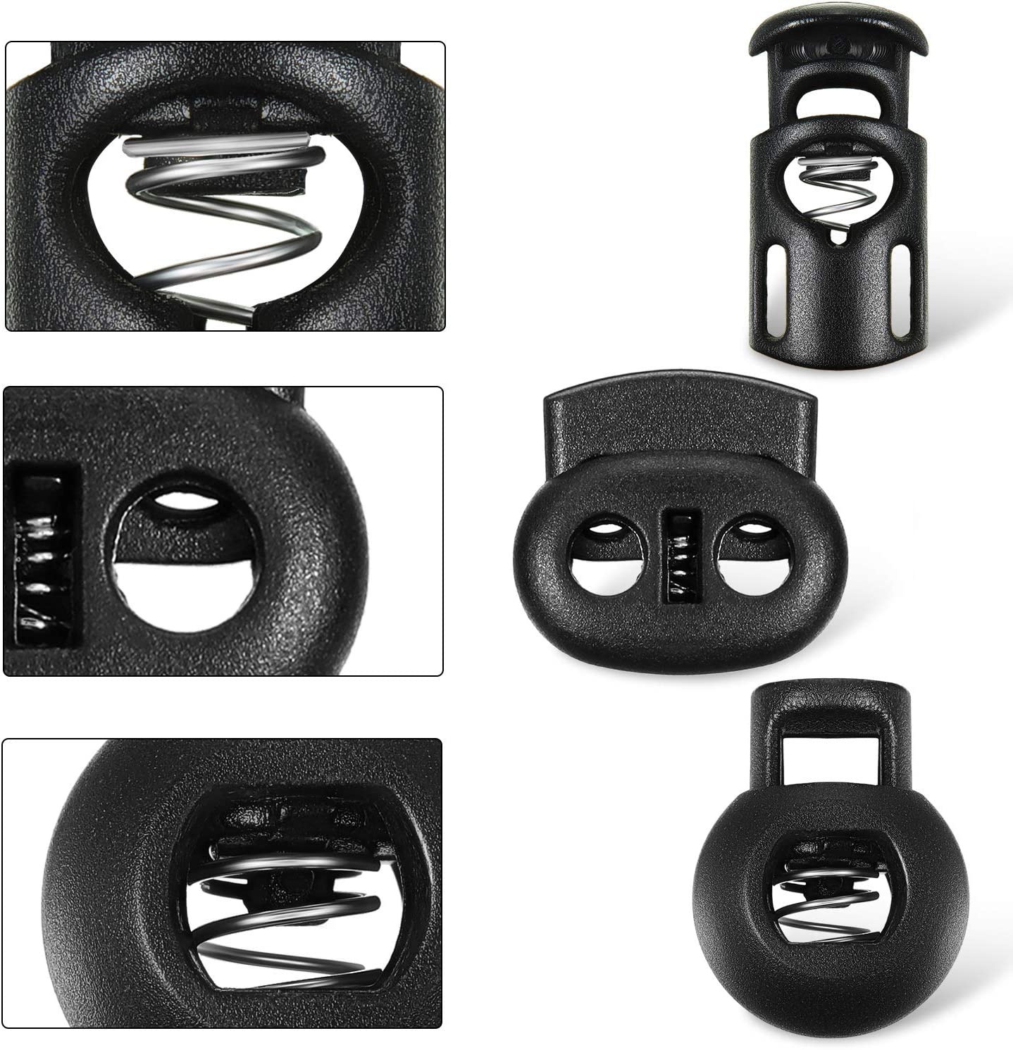 10Pcs Shock Cord Rope Stopper Lock End Toggle Buckle and Metal Spring 4 Types