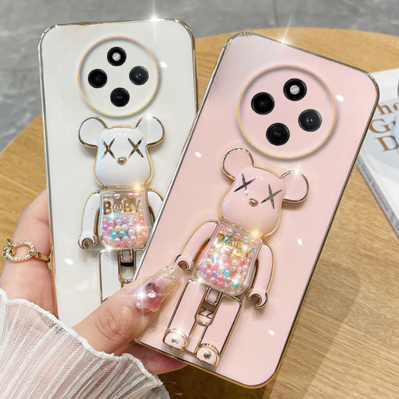 Phone cover Xiaomi Poco C75 Back case Soft Electroplated Quicksand Hourglass Pellet KWAS Bear silicone shockproof Protector Smooth For Mi Poco C75 Phone cases.