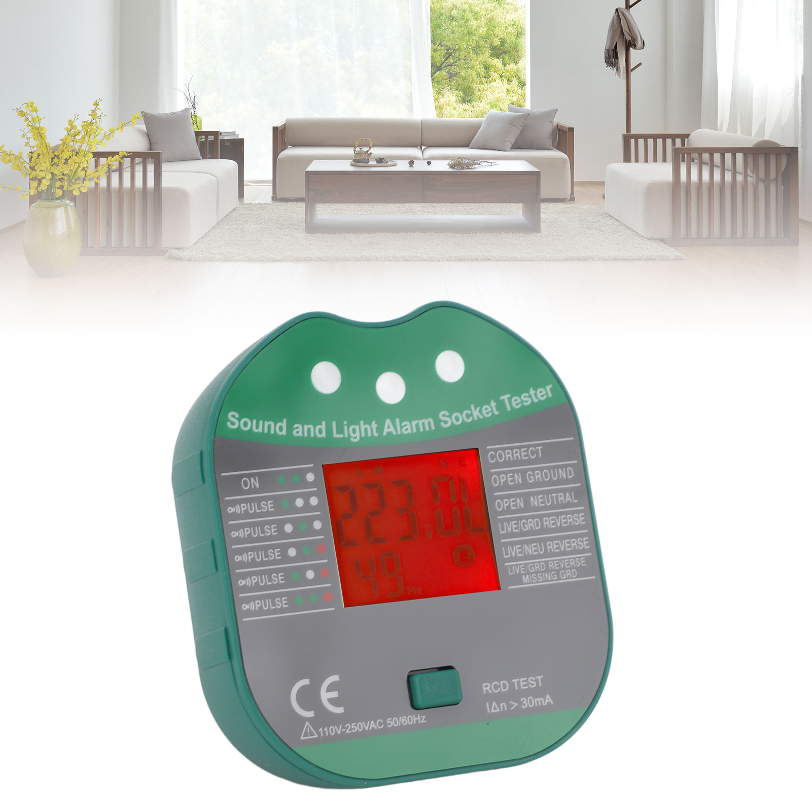 Socket Tester 110‑250v Digital Display Socket Tester Outlet Plug and Measure for Home