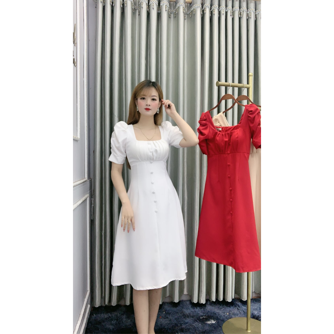 Đầm Nhún Ngực Tay Phồng YANDO DA15