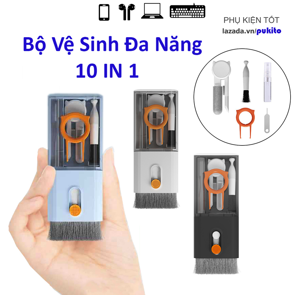 Bộ Vệ Sinh 8 In 1 Đa Năng Kết Hợp Nhiều Dụng Cụ Vệ Sinh Tiện Dụng ( Làm Sạch Airpod Bàn Phím Màn Hình Điện Thoại )