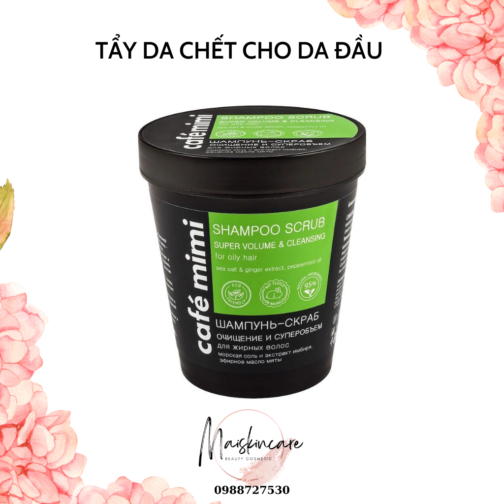Tẩy da chết cho da đầu Cafe mimi 330gram cho da dầu cb