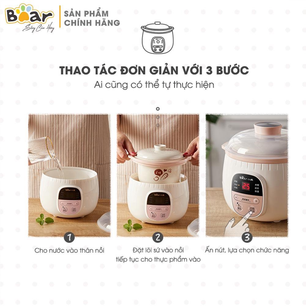 Nồi Nấu Cháo Chậm BEAR 0.8 lít[Hàng Sẵn,Bản Quốc Tế]