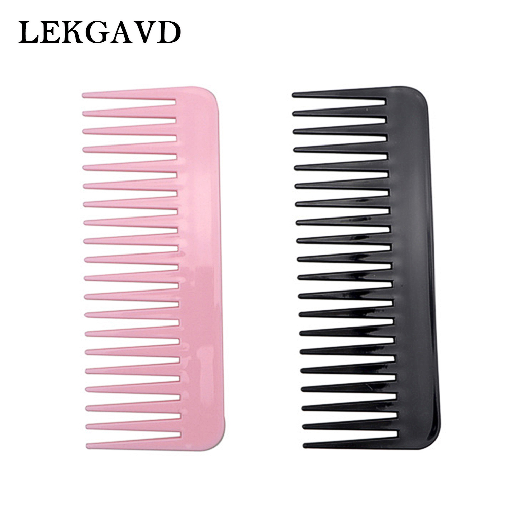 Huangdian Fashion  19 Teeth Wide Tooth Comb Large Black Pink Plastic Pro Salon Barber Hairdressing Styling Hair Comb Detangler Curly Hair Care Tool. 