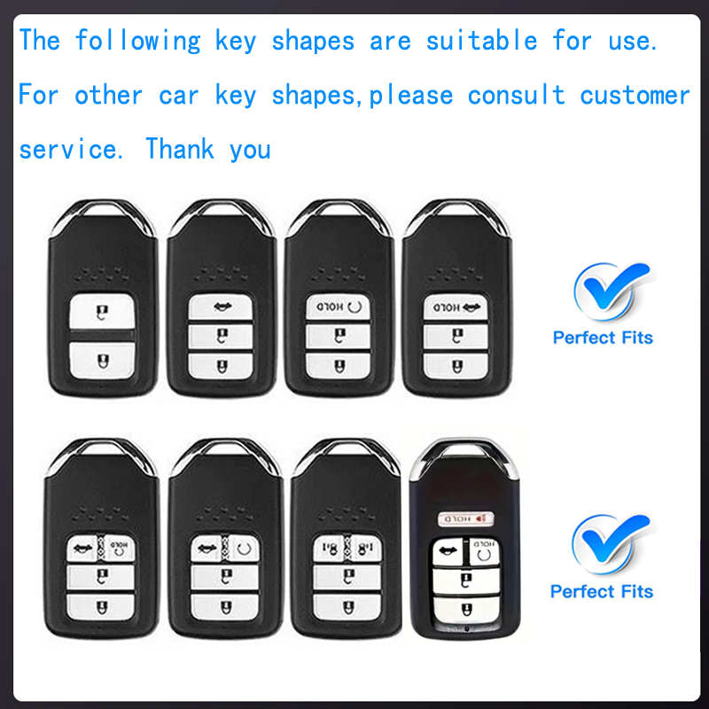 Carbon Fiber Style Metal Key Fob Cover For Honda Civic, CR-V, Accord, Pilot, Passport – Black With Hardware