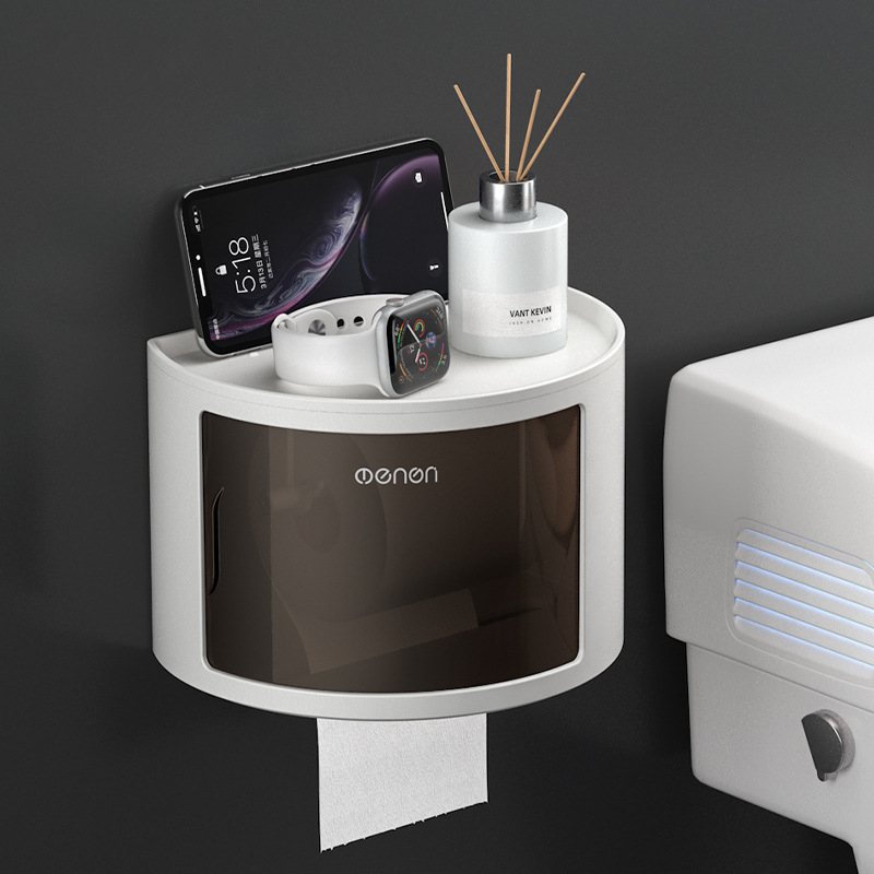 Tissue box Cosmetics box Plastic tissue box Nordic air roll paper holder Toilet perforation-free toilet paper box storage