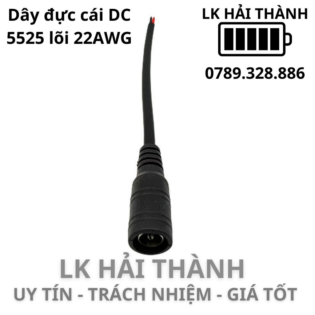Dây nguồn dc đực cái 5525 lõi dây 22awg dài 15cm