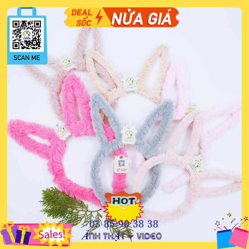 Băng đô nữ, bờm tóc cho bé gái, phụ kiện nữ, đồ cài tóc lông mềm mịn, tai thỏ siêu dễ thương cao cấp - thương hiệu Vợ Chồng Tôi