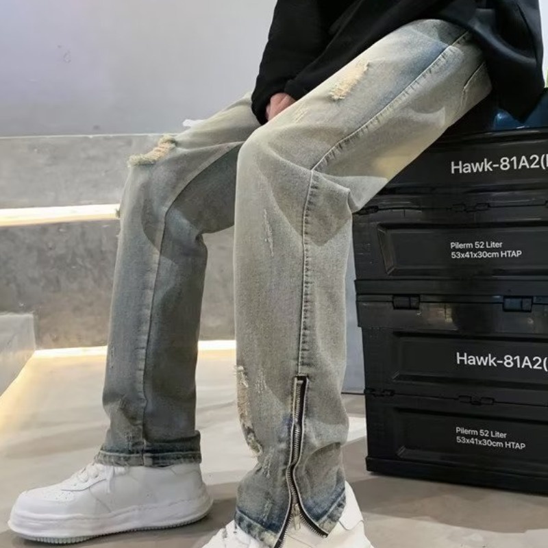 利quần jeans dài xẻ tà thời trang dành cho nam