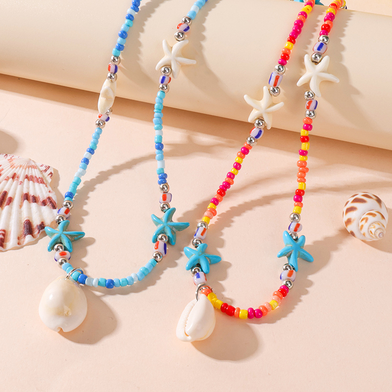 Bohemian Beach Shell Conch Beaded Necklace For Women Summer Ocean Style