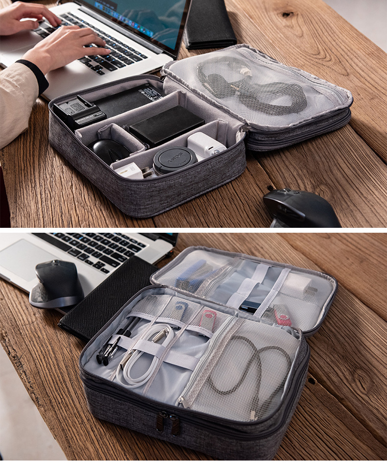 Multifunctional electronic storage bag Polyester material Data cable storage bag Large-capacity waterproof storage bag Portable cosmetic storage bag Organize the storage bag Multifunctional bag Waterproof bag washing bag
