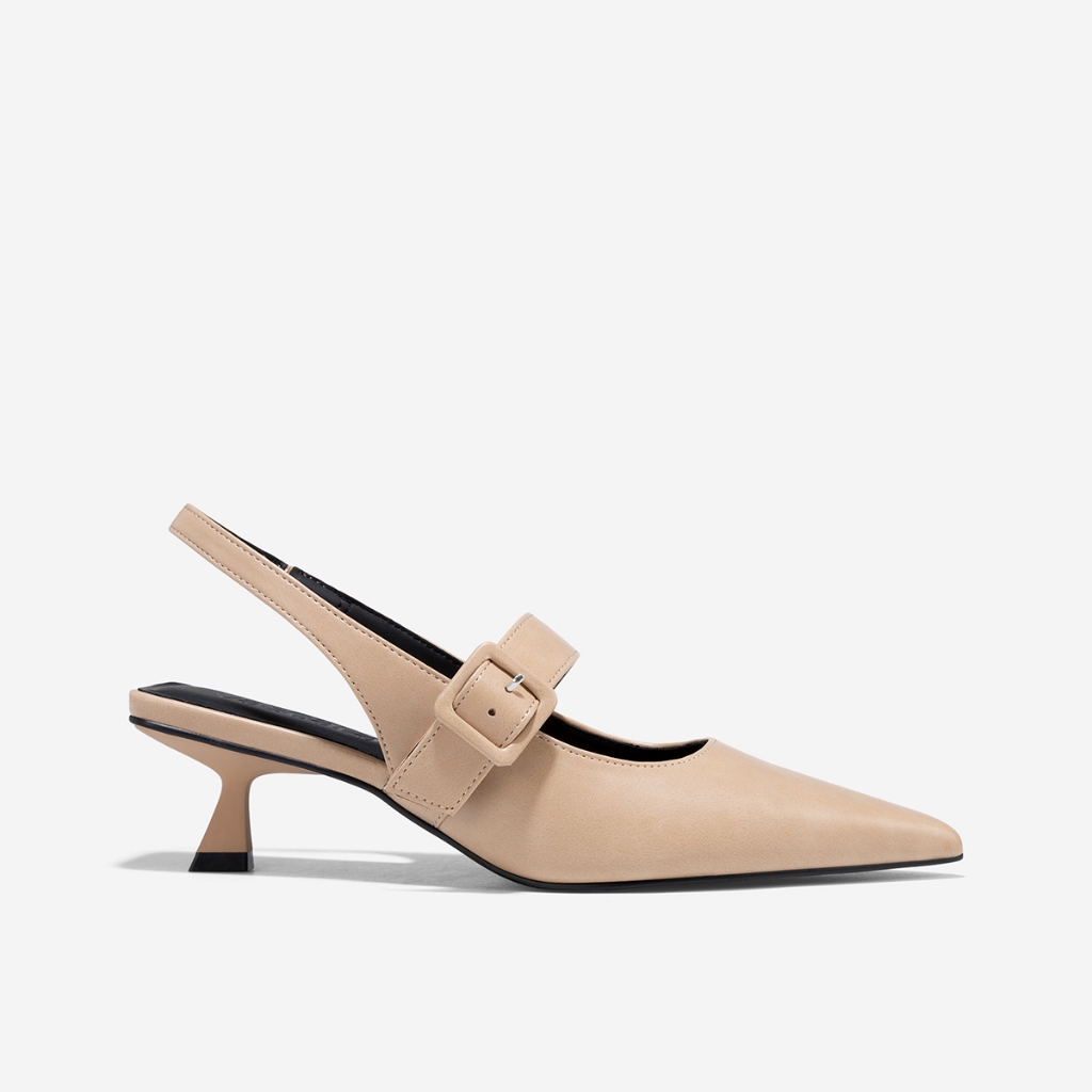 [Voucher 10%] Vascara Giày bít mũi nhọn slingback phối quai - BMN 0658
