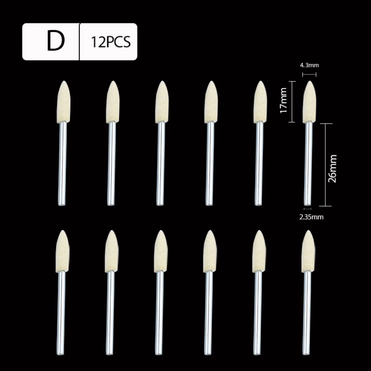 Set 12 Đầu Len Đánh Bóng 2.35mm