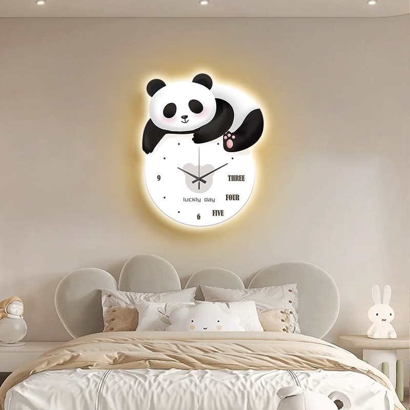 JJT [Miễn Phí Vận Chuyển]Đồng hồ treo tường sáng tạo mô hình gấu trúc đồng hồ Đồng hồ treo tường phòng khách hộ gia đình trang trí nhà hàng đồng hồ không đục lỗ đồng hồ treo tường tường đồng hồ treo tường đồng hồ treo tường Đồng hồ treo tường đồng hồ kỹ t