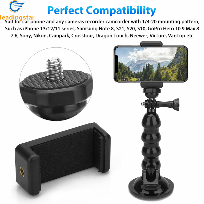 LeadingStar Fast Delivery Car Suction Cup Mount Phone Holder Adjustable Angles Video Navigation Bracket Compatible For Gopro Action Camera