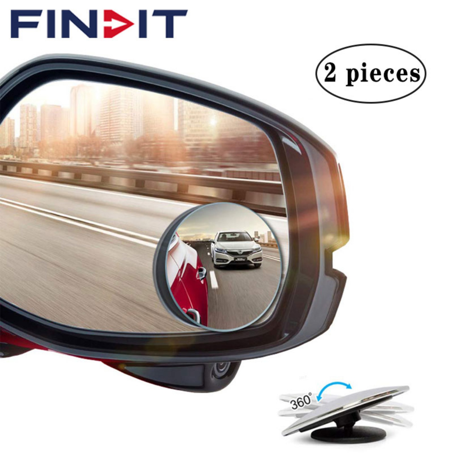 Tesion Fan-Shaped Automobile Rear Blind Spot Mirror Automobile Side Mirror Wide Angle Mirror Safety Convex Rearview Mirror Suitable for Car Truck SUV RV and Van 360 Degree Rotating Design 4 Pcs