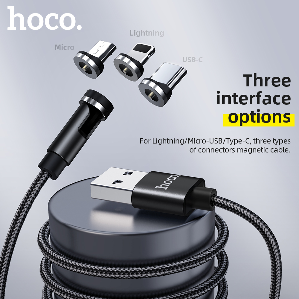 HOCO U94 3 in 1Magnetic Cable 360 ‘ Rotating magnetic charging cable Type-C/Micro USB/Lightning For iPhone Samsung Huaiwei