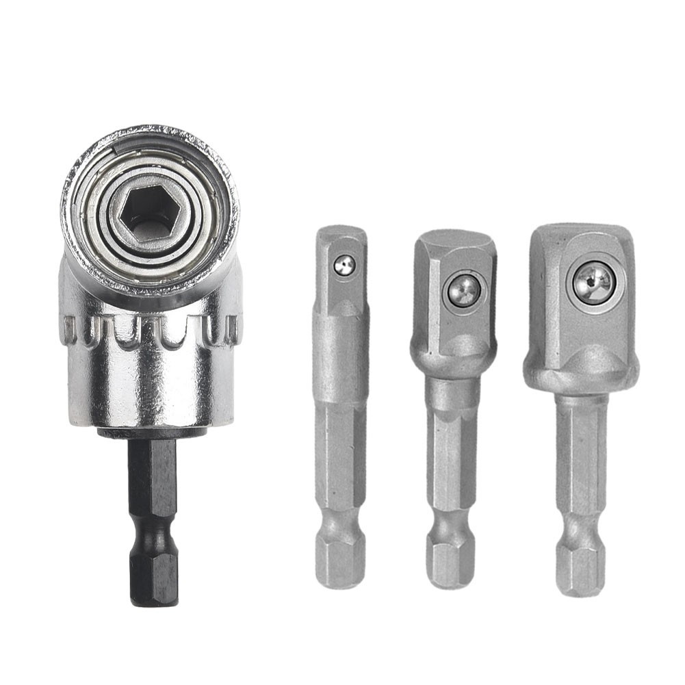 4pcs Socket Adapter With 105 Degree Corner Hex Shank Drill Bits Extension Rod