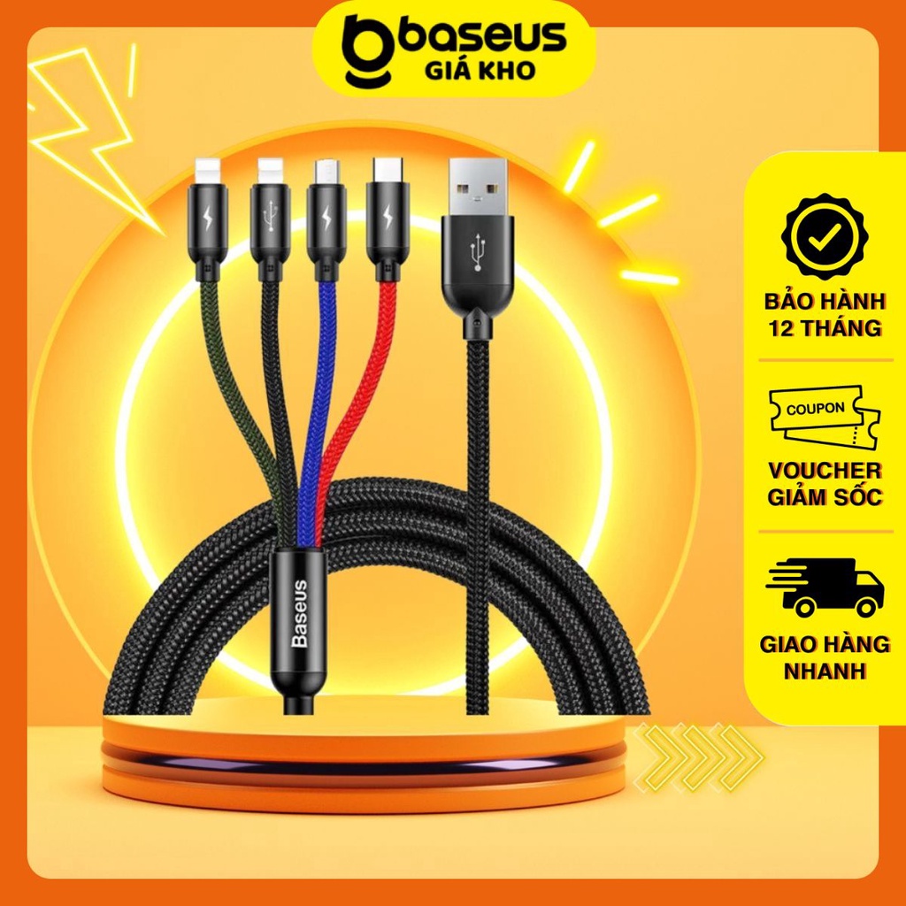 Cáp sạc nhanh baseus rapid series 4in1 đen