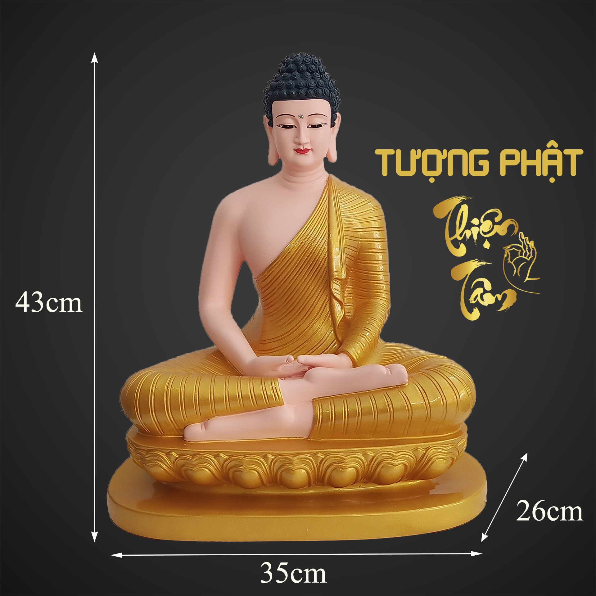 Tượng phật thích ca mâu ni mẫu thái lan cao 43cm – ngồi – màu vàng - tượng phật bản sư thích ca mâu ni