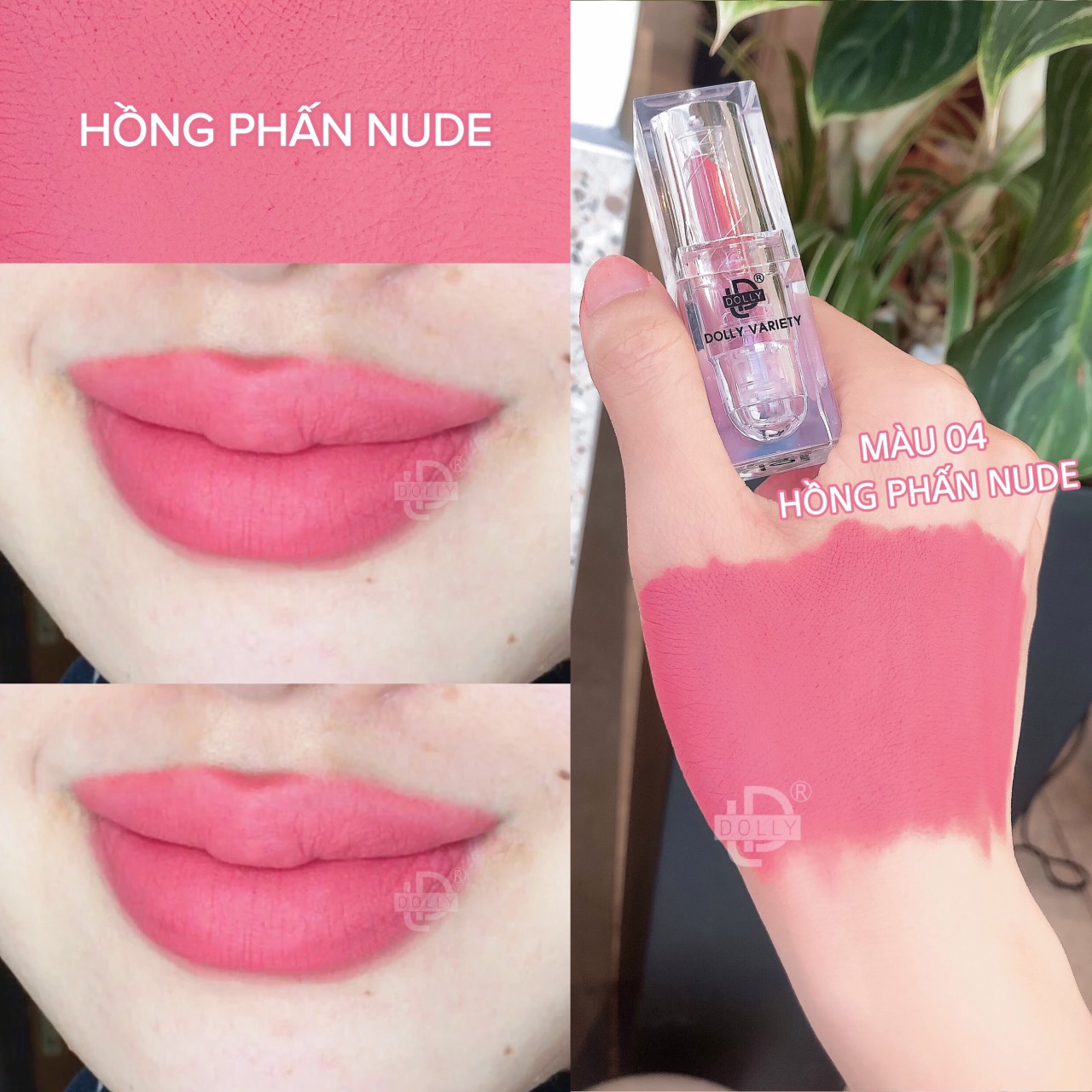Son thỏi lì siêu mịn môi DOLLY VARIETY [Màu  Hồng phấn nude]