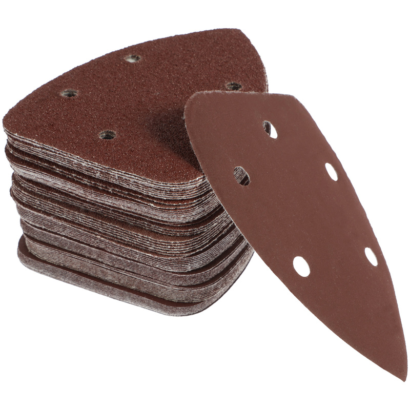 100Pcs Mouse Sander Paper Aluminum Oxide Hook and Loop Triangular Sandpaper 5 Holes Sanding Pads Mouse Sander Paper Adhesive Triangular Sanding Pads